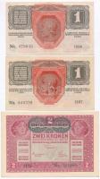 1916. 1K (2x) zöld "DEUTSCHÖSTERREICH" felülbélyegzéssel + 1917. 2K zöld "DEUTSCHÖSTE...