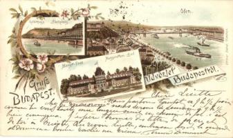 1893 (Vorläufer!!!) Budapest, Gellérthegy, Buda, Margit-fürdő, Ottmar Zieher, floral, litho