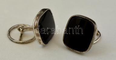 Ezüst(Ag) mandzsettapár ónixszal, jelzett, bruttó: 5,8 g