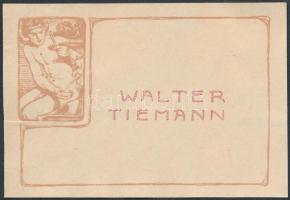 cca 1900 Walter Tiemann (1876-1951) német grafikus, könyvillusztrátor szecessziós névjegye