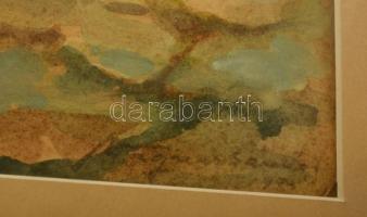 Wágner jelzéssel: Házudvar. Akvarell, papír, üvegezett keretben, 29×23 cm