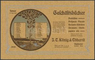 1902 König & Ebhardt német könyvnyomda szecessziós reklámlapja, 15,5x24,5 cm