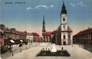 Losonc, Lucenec; Kubinyi tér, templom / square, church