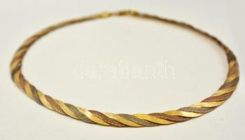 Részben aranyozott ezüst(Ag) fonott nyaklánc és karkötő, jelzett, h: 16 és 42 cm, 39 g