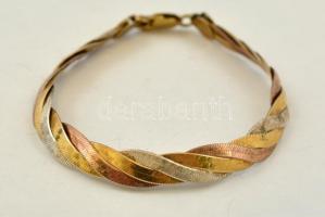 Részben aranyozott ezüst(Ag) fonott nyaklánc és karkötő, jelzett, h: 16 és 42 cm, 39 g