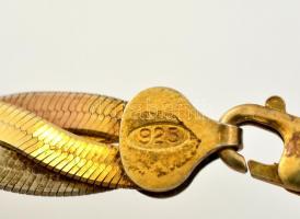 Részben aranyozott ezüst(Ag) fonott nyaklánc és karkötő, jelzett, h: 16 és 42 cm, 39 g