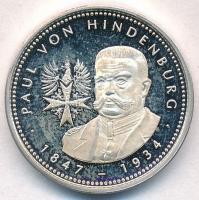 Németország 1993. Paul von Hindenburg Ag emlékérem (10,02g/26mm) T:1-(PP) Germany 1993. Paul von Hindenburg Ag commemorative medal (10,02g/26mm) C:AU(PP)