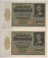 Németország / Weimari Köztársaság 1922. 10.000M (5x) 3+2 sorszámkövetők T:I,I- Germany / Weimar Repu...