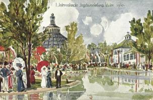 1910 Vienna, Wien; I. Internationale Jagd Ausstellung, / international hunting exhibition, art postcard