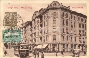 Budapest II. Margit körút, Café Budai Otthon kávéház, 59-es számú villamos, Szalai László bélyeggyűjtő hirdetése a hátoldalon francia nyelven, TCV card (ázott / wet damage)