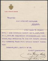 1913 Bp., Óbudai Freudiger Ábrahám, a Budapesti Autonóm Orthodox Izraelita Hitközség későbbi elnökének címeres saját kézzel aláírt levele