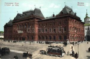 Moscow, Moscou; Lhotel de ville / city hall, horse-drawn tram (EK)