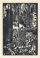 Frans Masereel (1889-1972): Metropolis. Fametszet, papír, jelzett a fametszeten, 16x11 cm