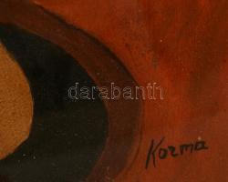 Kozma jelzéssel: Model bábuk. Olaj, farost, üvegezett keretben, 63×45 cm