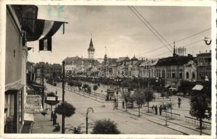 Marosvásárhely, Targu Mures; tér, magyar zászló / square, Hungarian flag