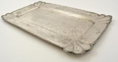 Szecessziós ezüst (Ag.) tálca, jelzett, 34,5×21 cm, nettó 476 g
