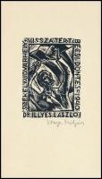Varga Mátyás (1910-2002): Ex libris, Dr. Illyés László. Fametszet, papír, jelzett, 7×5 cm