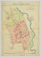 1913 Kassa Sz. Kir. Város térképe, Bp., Lengyel Lipót, hajtásnyomokkal, a hajtások mentén kis szakadásokkal, 45x31 cm.