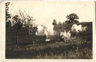 1917 Tábori posta az orosz harctérről, robbantások + K.u.K. Gebirgsartillerieregiment Nr. 26. / WWI K.u.K. military field postcard, explosions, photo