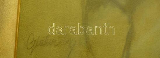 Glatter Gyula (1886-1927): Női akt, ceruza, papír, jelzett, paszpartuban, üvegezett fa keretben, 25,...