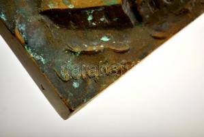 Veszprémi Imre (1932-): Tihany. Bronz falikép, jelzett, 29,5×20 cm