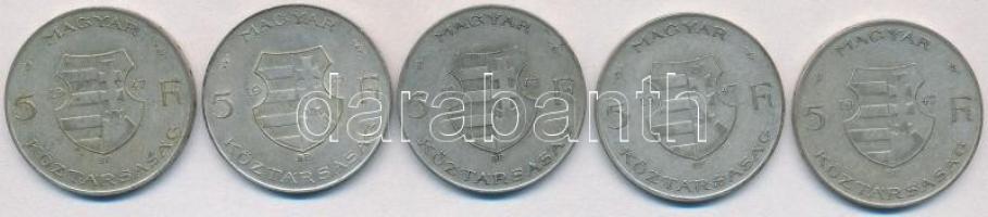 1947. 5Ft Ag "Kossuth" (5x) T:2-,3