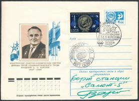 Viktor Gorbatko (1934- ) szovjet űrhajós aláírása emlékborítékon /  Signature of Viktor Gorbatko (1934- ) Soviet astronaut on envelope