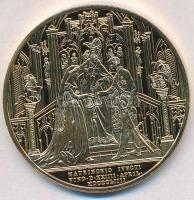 DN "Magyar Aranyóriások - Ferenc József és Erzsébet házassági érme 1854" aranyozott Cu utá...