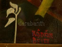 Kádár jelzéssel: Lovon ülők. Vegyes technika, papír, üvegezett sérült keretben, 27×35 cm