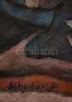 Scheiber jelzéssel: Ellentétek. Vegyes technika, falemez, üvegezett sérült keretben, 33×44  cm