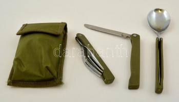 Retro katonai evőeszköz készlet ( 3db-os), összecsukható, tépőzáras tokban