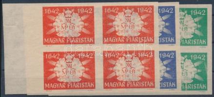 Magyar Piaristák 1942-1942 db klf színű levélzáró négyestömb