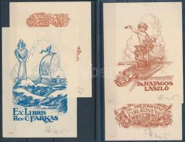 Haranghy Jenő (1894-1951): 4 db ex libris. Klisé, papír, jelzett, 11x8,5 cm