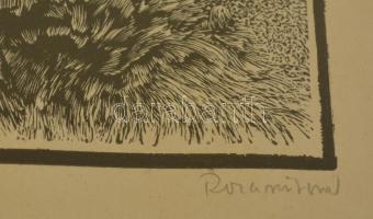 Rozanits Tibor (1931-): Lángolás. Fametszet, papír, jelzett, 14×19 cm