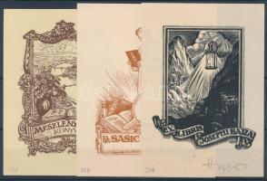 Haranghy Jenő (1894-1951): 3 db ex libris. Klisé, papír, jelzett, 10x7,5 cm