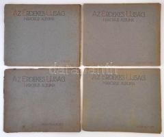 1915-1916 Az Érdekes Ujság 4 db háborús albuma, összesen 47 db képpel, 5., 6.,7.,9. füzetek, Szerk. Kabos Ede. Bp. , Légrády Testvérek. 29x35cm