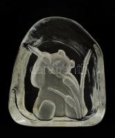 Pandamaci-motívumos üveg levélnehezék, 12×10,5×3,5 cm