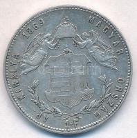 1869KB 1Ft Ag "Ferenc József / Angyalos címer" T:2- karc Adamo M15