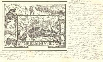 1914-1917 K.u.K. Schweren Feld Artillerie Regiment Nr. 17. Serbien, Galicien, Karpathen, Kärnten, Doberdo / WWI K.u.K. military art postcard s: Pichler (EK)