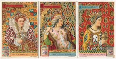 6 db királynémotívumos gyűjtői litho reklámkártya (Liebig's Flesich-Extract / Oxo)