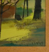 Olvashatatlan jelzéssel: Zugligeti villa 1949. Olaj, karton, üvegezett keretben, 24×36 cm