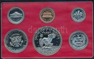 Amerikai Egyesült Államok 1977S 1d-1$ 6xklf db dísztokos szettben T:PP  USA 1977S 1 Dime - 1 Dollar 6xdiff pcs in set in original case C:PP