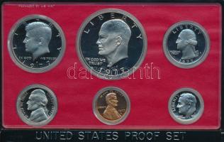 Amerikai Egyesült Államok 1977S 1d-1$ 6xklf db dísztokos szettben T:PP 
USA 1977S 1 Dime - 1 Dollar...