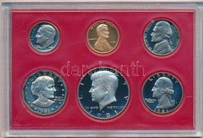Amerikai Egyesült Államok 1981S 1d-1/2$ 6xklf db dísztokos szettben T:PP 
USA 1981S 1 Dime - 1/2 Do...