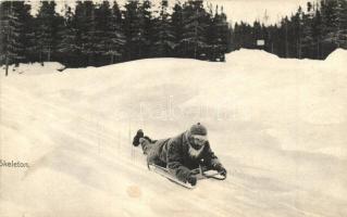 Tátra, Skeleton, hason szánkózó férfi. Feitzinger Ede 1006. / man sledding on his belly, winter sport (EK)