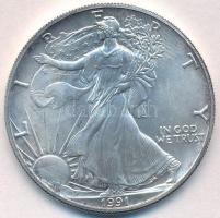 Amerikai Egyesült Államok 1991. 1$ Ag "Amerikai Sas" T:1-,2 kis patina 
USA 1991. 1 Dolla...