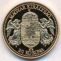 DN "Magyar aranypénzek utánveretben - Ferenc József 20 korona" aranyozott Ag emlékérem tan...