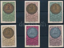 Budapest 1916. 2f + 4f + 6f + 8f + 10f + 12f "Hadsegélyező Hivatal" T:I,I-