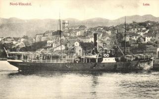 Novi Vinodolski, Luka / port, steamship. N. Szendrovics