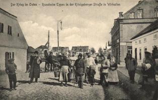 Virbalis, Wirballen; Der Krieg im Osten, Russische Typen in der Königsberger Strasse. Verlag H. Klutke / street view with Russian people